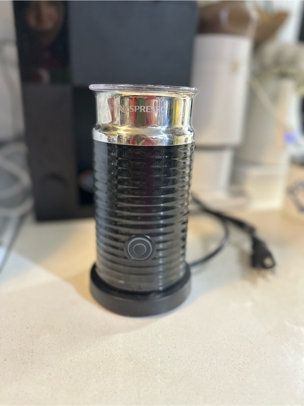 NESPRESSO Aeroccino Milk Frother in Black and Silver